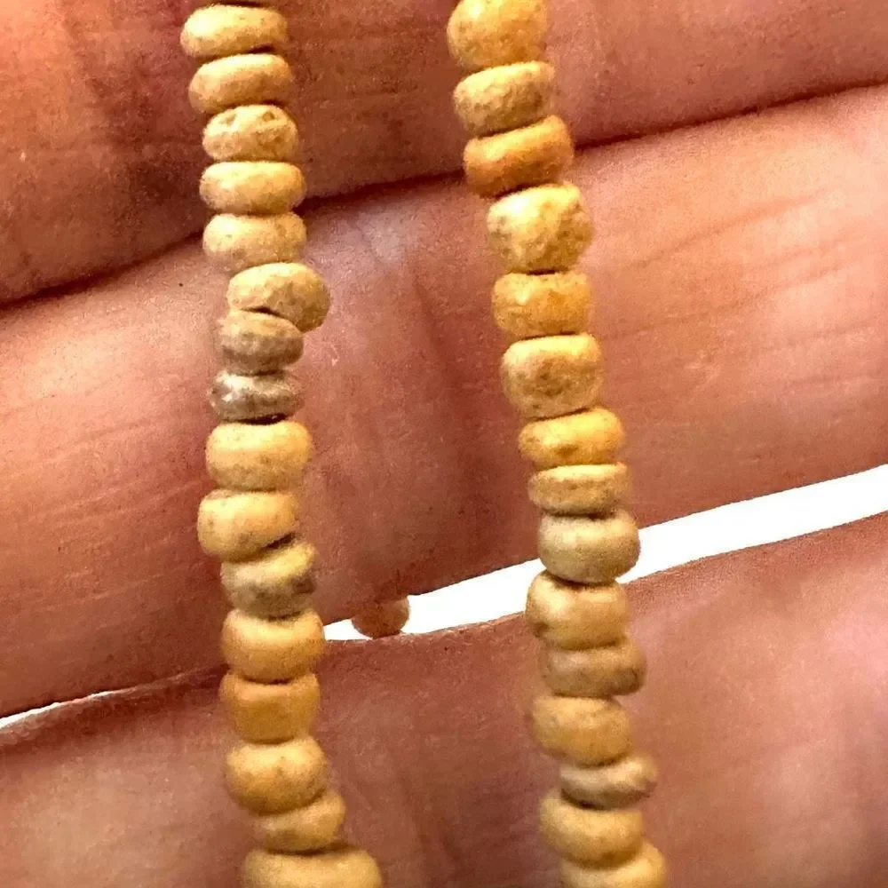 Green and brown wooden beaded necklace
